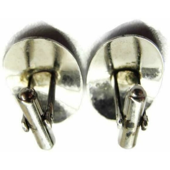 Oval Accent Sterling Silver 925 Vintage Patina Cufflinks - Picture 4 of 9